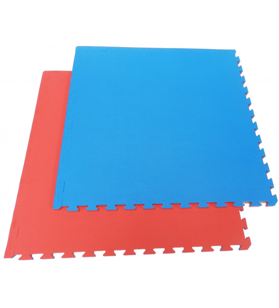 Tapis Puzzle Emboîtable Réversible Bleu/Rouge 2 cm