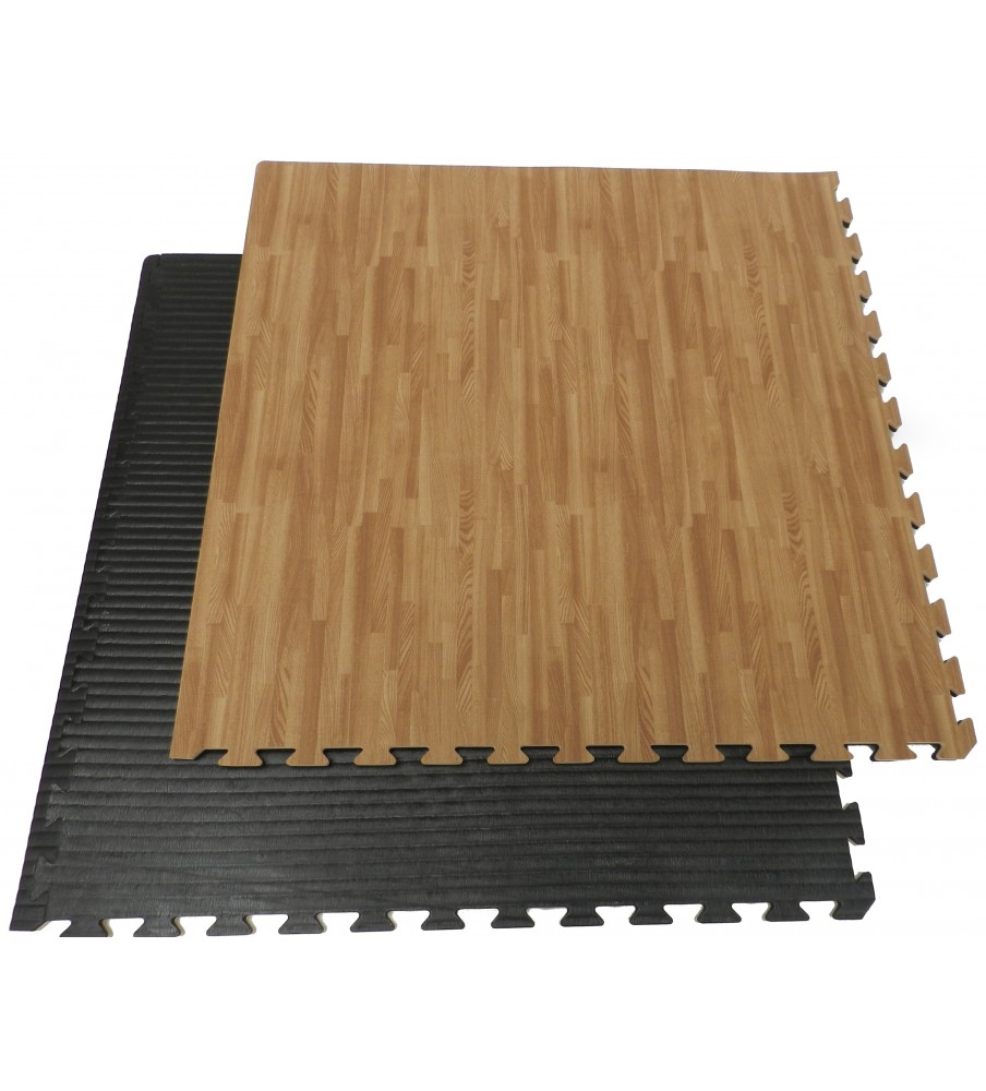 Tapis puzzle 2 cm-100x100cm Imitation bois et tatami finish réversible