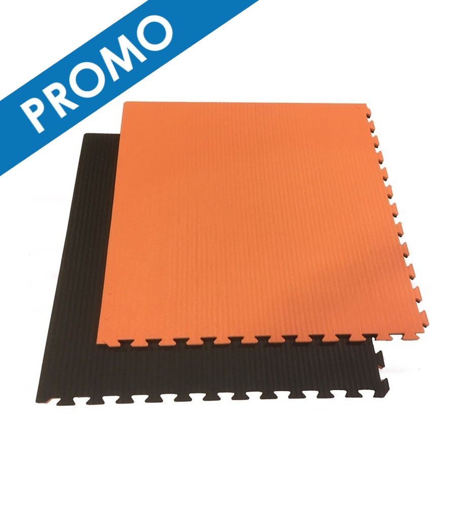 Tapis Puzzle Emboîtable Réversible Noir/Orange 4 cm